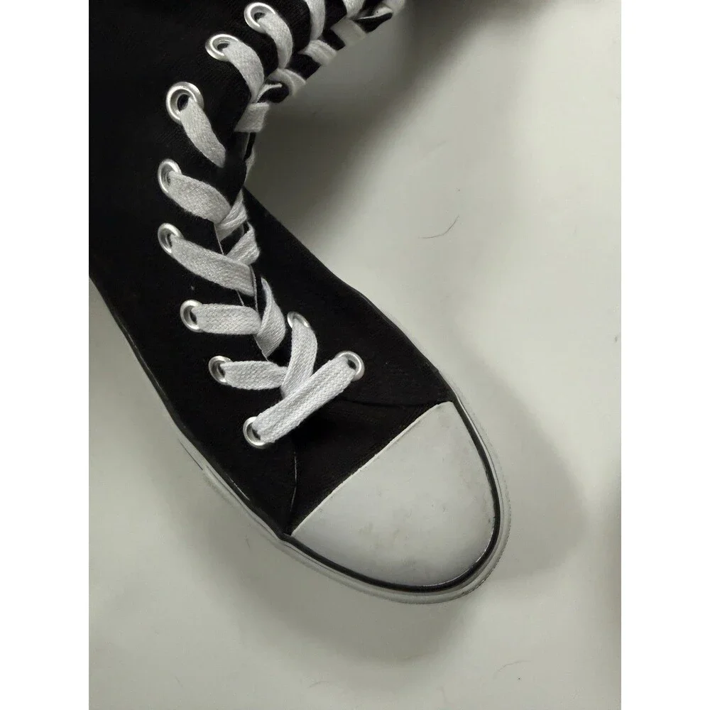 Women's Airwalk Knee High Black Canvas Lace Up Full Zip Shoes Sneakers Size 8 - Picture 4 of 8